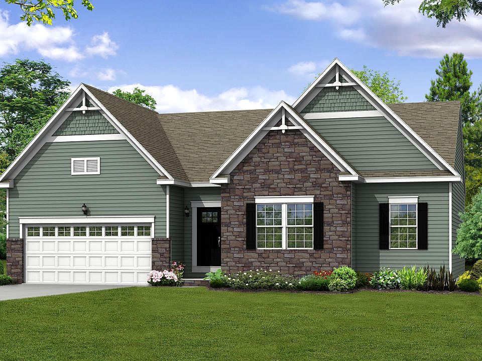 Elevation E Opt Victorian Facade with Stone Garage Door