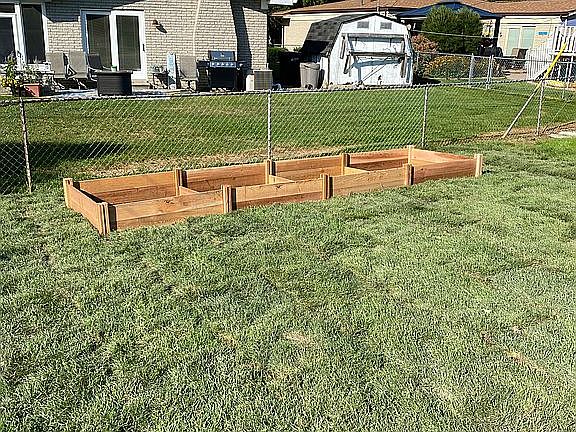 Back yard with fresh sod