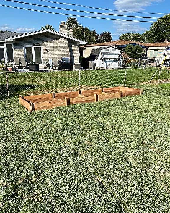 Back yard with fresh sod