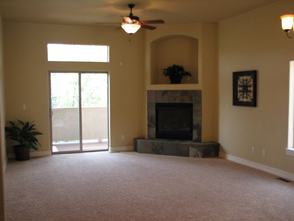 Living Room with Gas Fireplace and walkout to deck