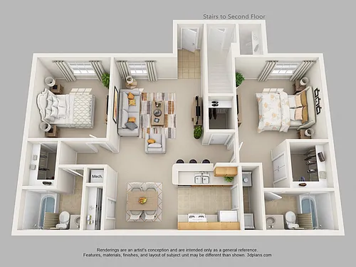 Floor plan Two Bedroom Two Bath (b)