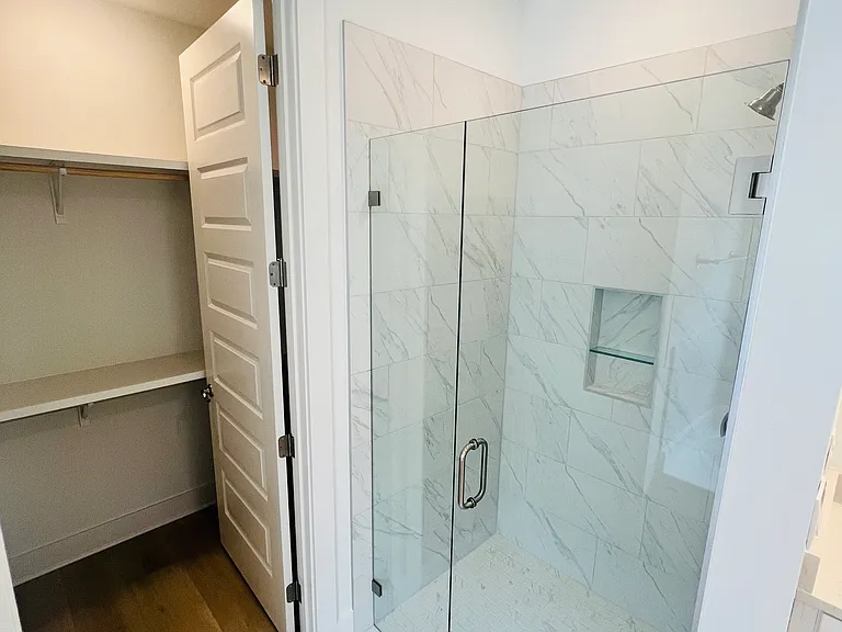 Spacious walk-in shower