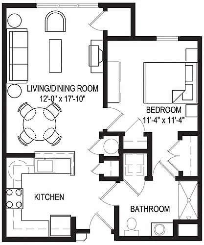 Floor plan 1 Bedroom/1 Bath