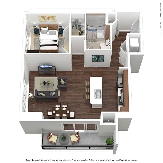 Floor plan BHP-A2 | 1 Bed | 1 Bath