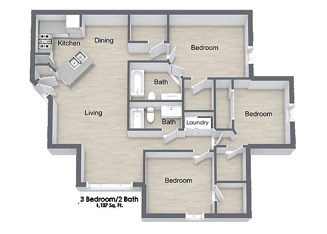 Floor plan Three Bedroom