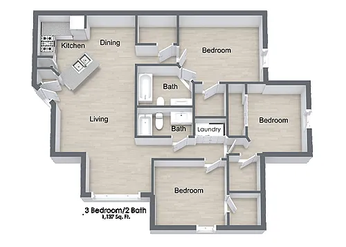 Floor plan Three Bedroom