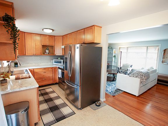 Kitchen opens to dining and living room