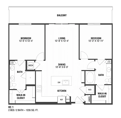 Floor plan 2 Bed/2 Bath