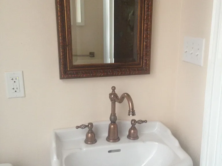 First floor powder room with window