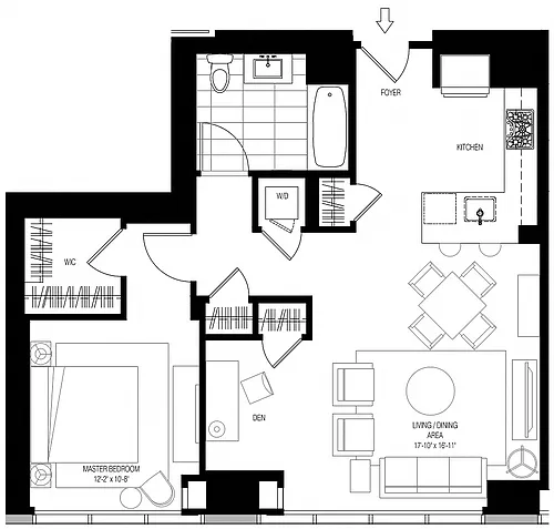 Floor plan 800 Park 1 Bed/1 Bath-A7
