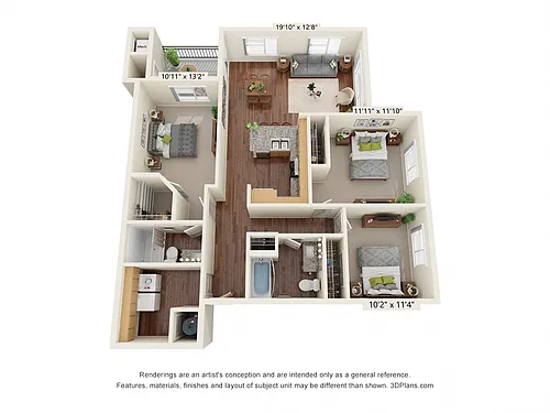 Floor plan Three Bedroom C2 (60%)
