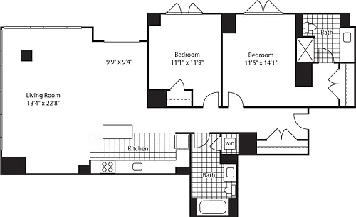 Floor plan 2 Bed (North)- 1355