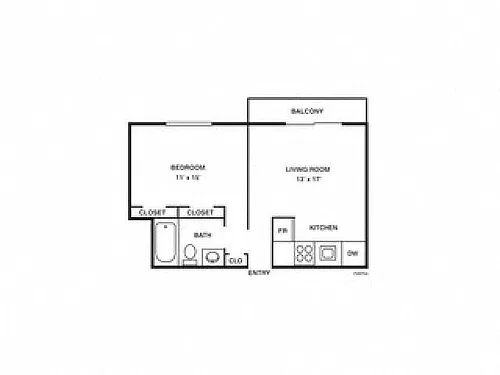 Floor plan 1x1 Willow