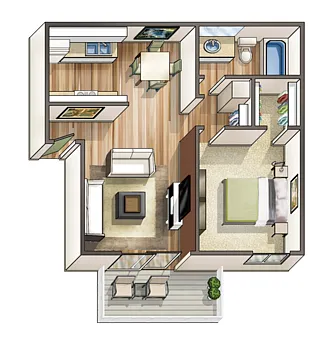 Floor plan 1x1a - L - Marina
