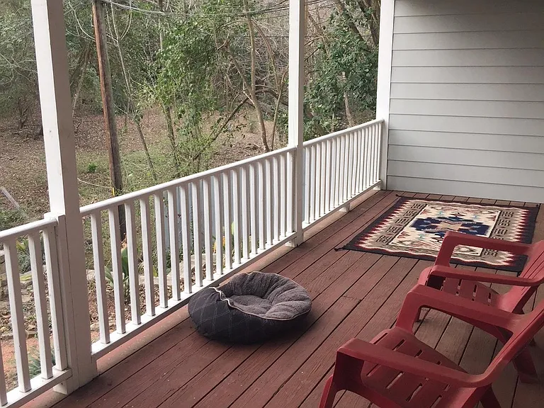 Covered back patio overlooking Blunn Creek