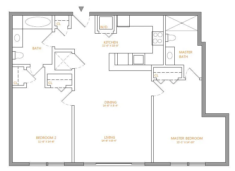 Floor plan 2 Bed/2 Bath-V