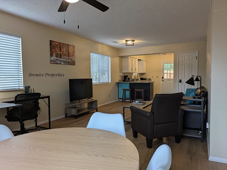 Living room into the kitchen