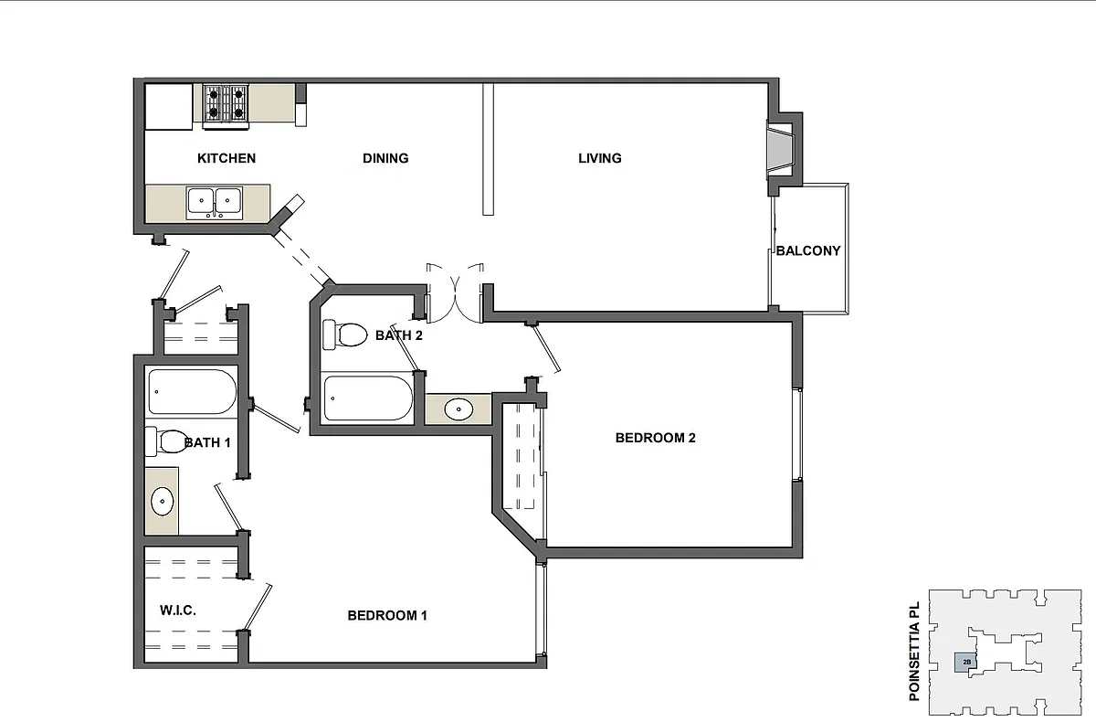 Floor plan Two Bed Two Bath A