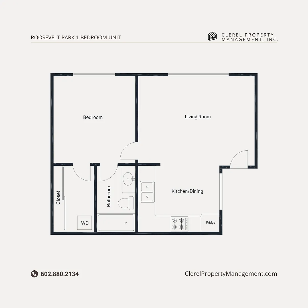 Floor plan 1 bedroom 1 bath
