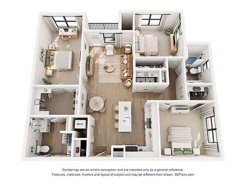 Floor plan 3A - Three Bedroom