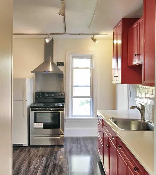 Kitchen looking toward rear.
