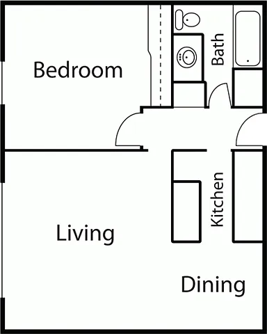 Floor plan 1 Bed 1 Bath B