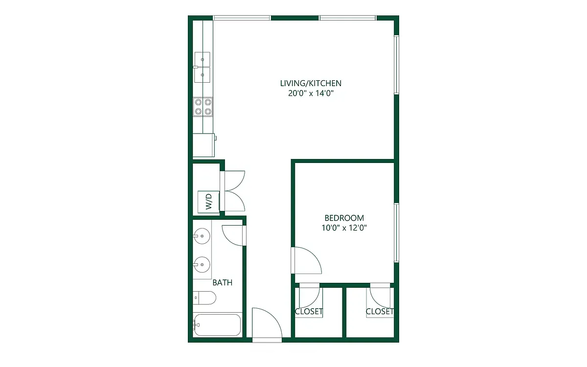 Floor plan 1 bed 1 bath