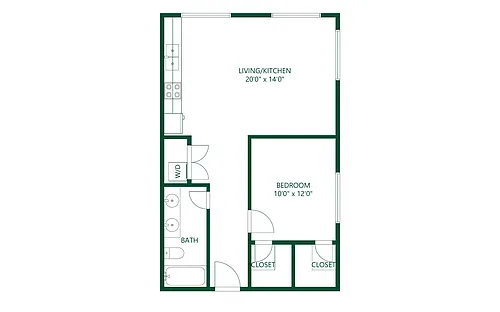 Floor plan 1 bed 1 bath