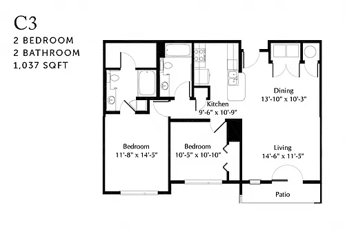 Floor plan C3 Two Bedroom