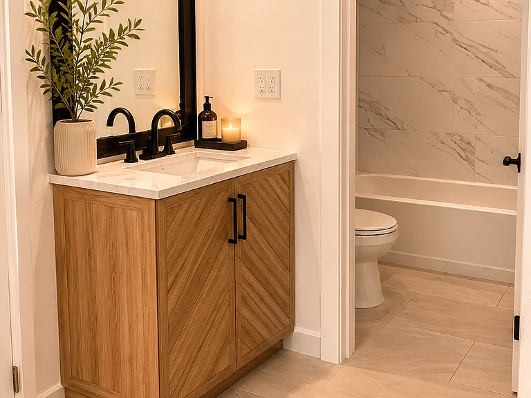 En suite primary bathroom
