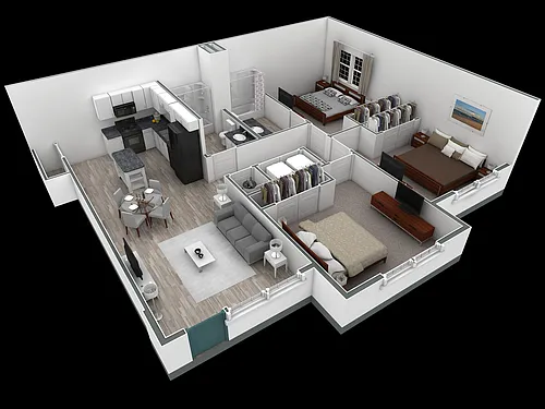 Floor plan 3-2 BR Horizon Courtyard