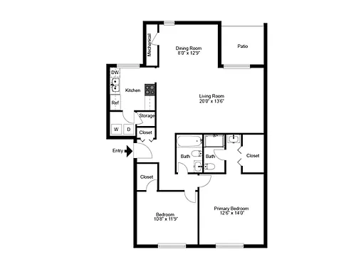 Floor plan Two Bedroom Two Bath