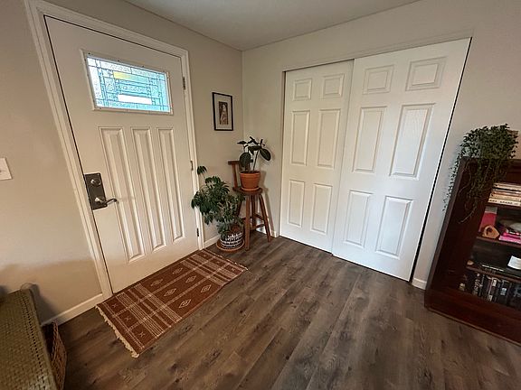 The entryway has a full-sized closet.
