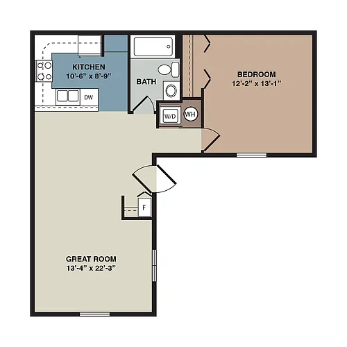 Floor plan 1A - 1 Bedroom