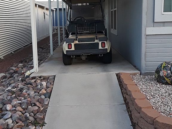 front entry, golf cart park