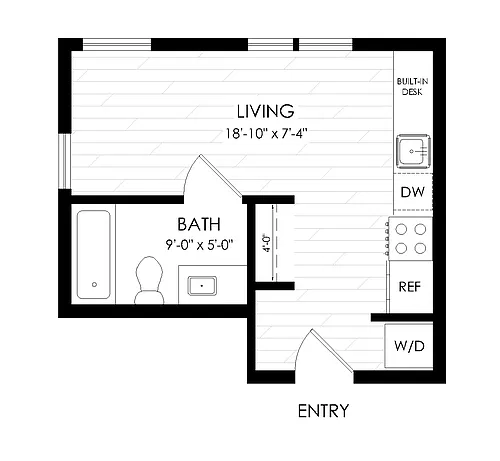 Floor plan Studio, 1 Bathroom S3