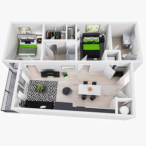 Floor plan Cresco 2BR 2BA Glass