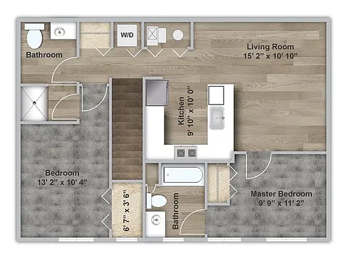 Floor plan Garden Style Two Bedroom - Second Floor