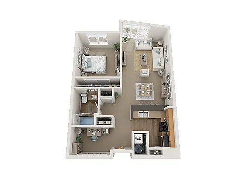 Floor plan 1 Bed 1 Bath + Den