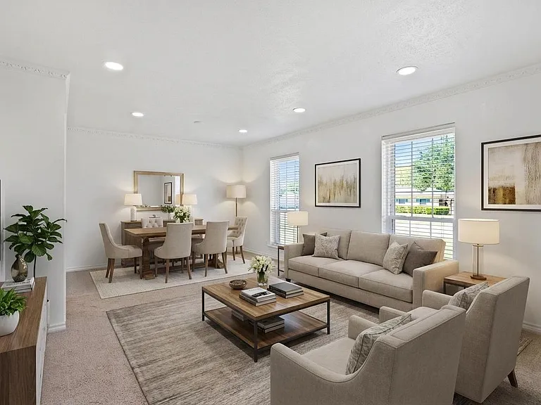 Virtually staged to show potential furniture and decor layout.