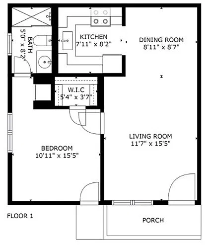 Floor plan 1 bedroom