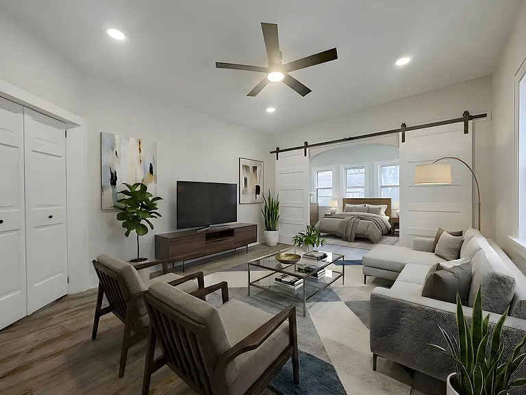 Large living room open to the kitchen
*This photo is virtually staged