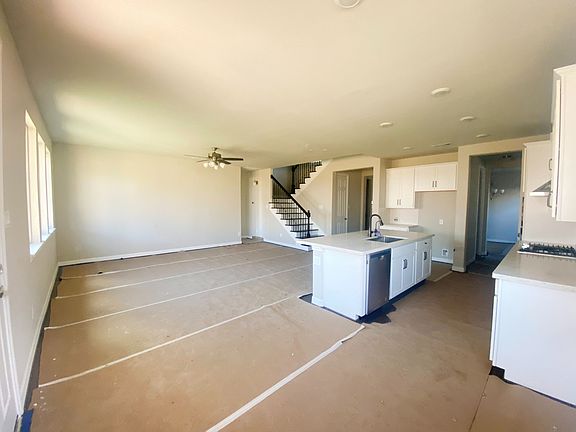 Open concept living room, kitchen and breakfast area - progress photo