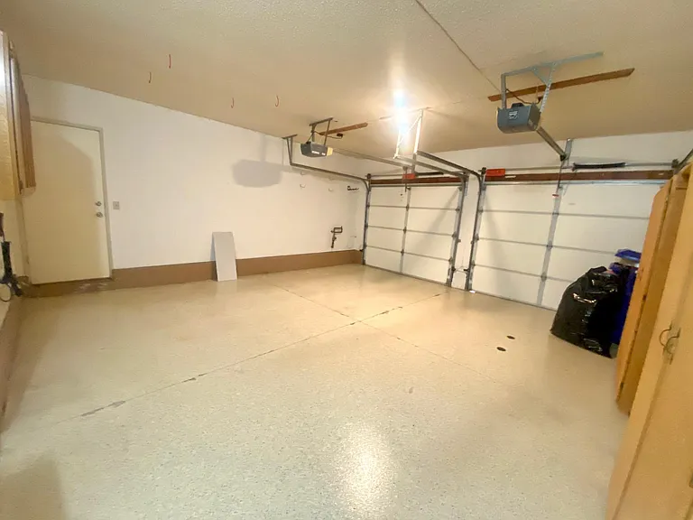 Two car garage with epoxy floors