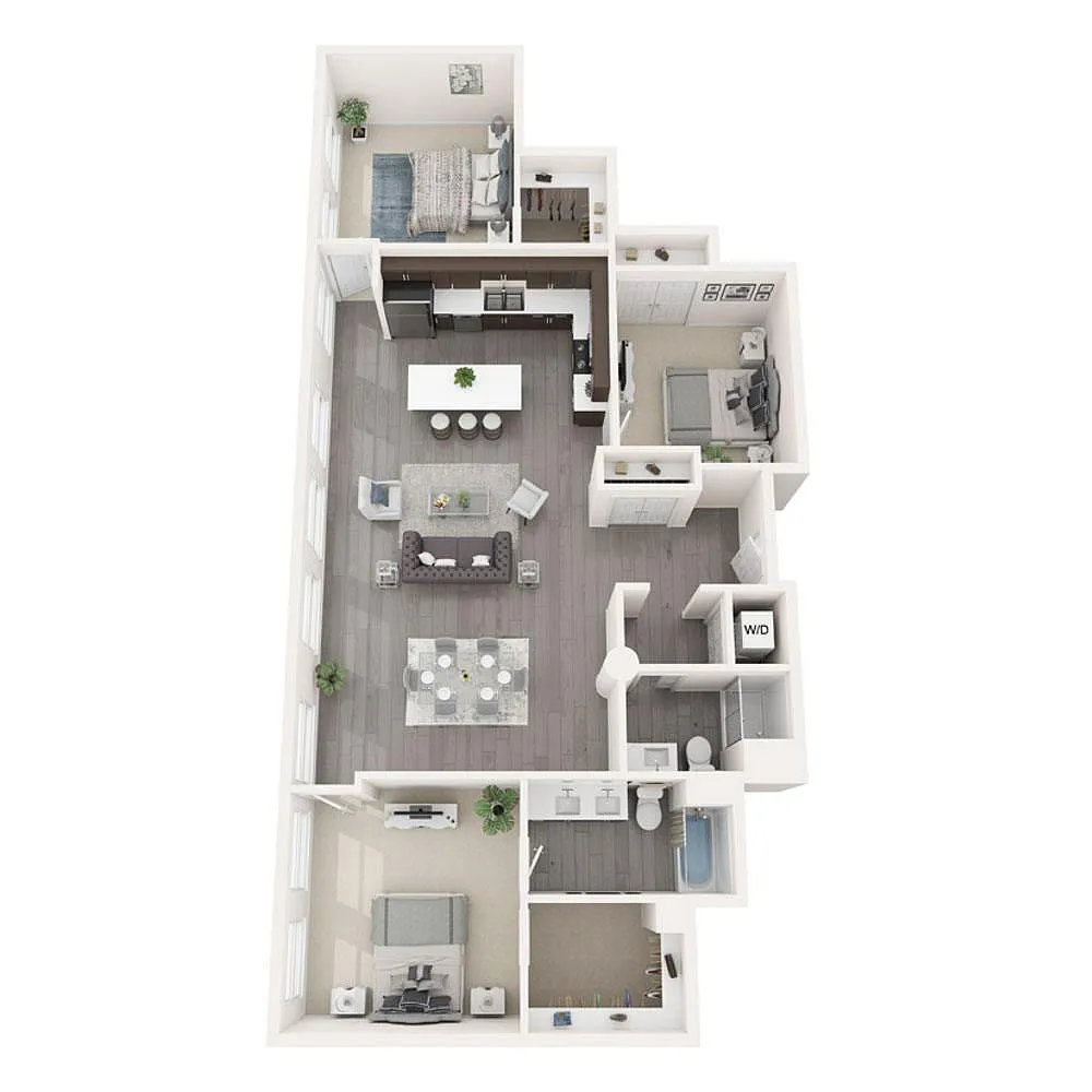 Floor plan 3 Bedroom - 2 Bath