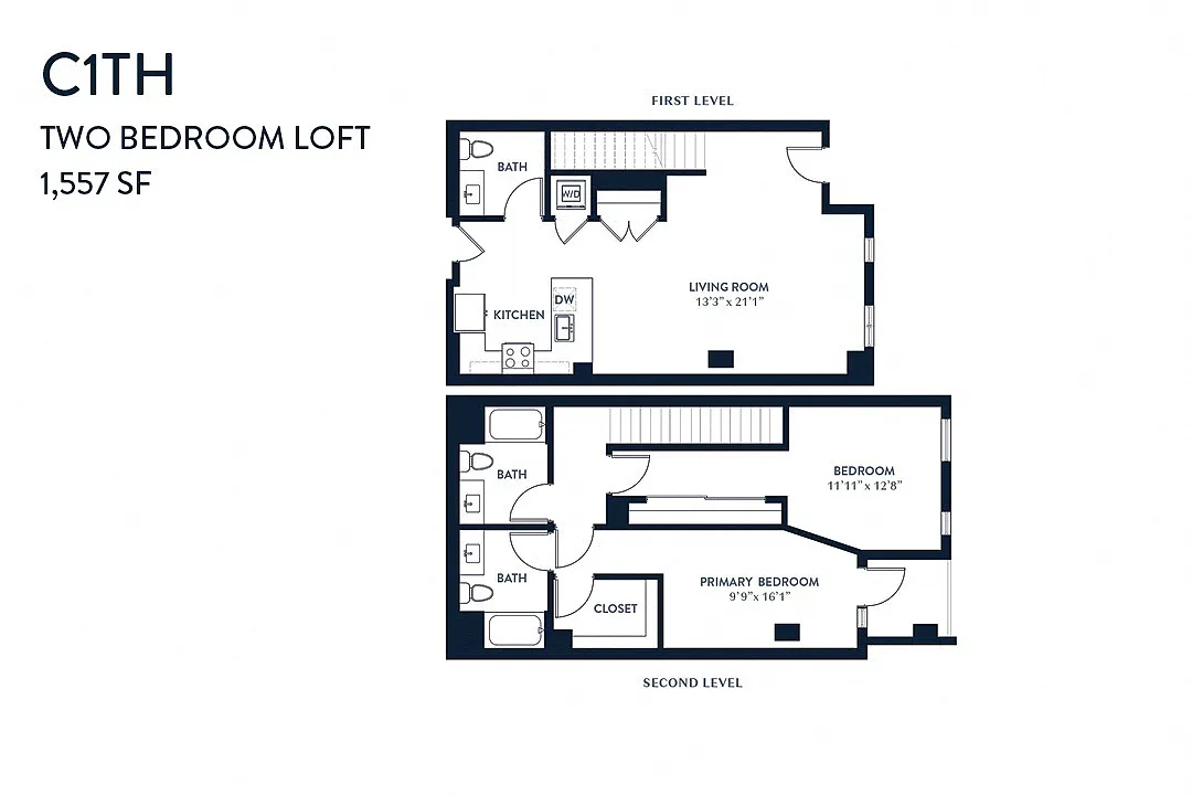 Floor plan Two Bedroom Townhome C1TH