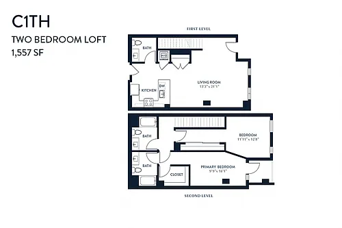 Floor plan Two Bedroom Townhome C1TH
