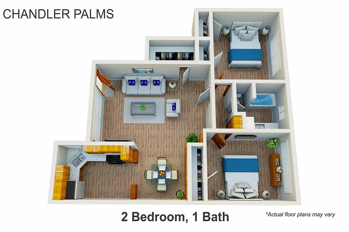 Floor plan 2 Bedroom, 1 Bath