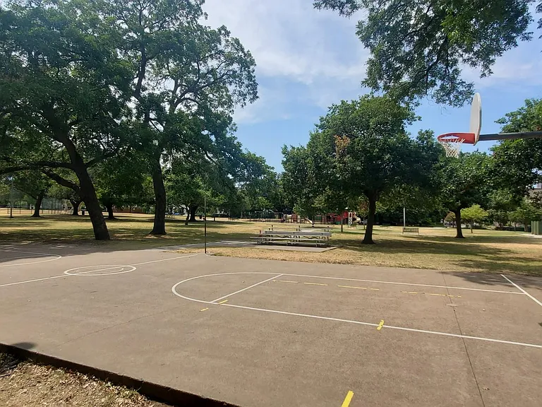 Full court lighted outdoor basketball court