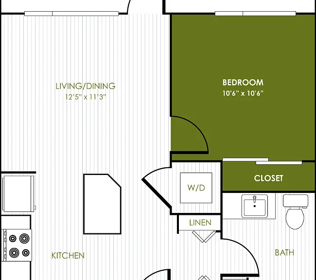 1 Bedroom 1 Bathroom A Floorplan Diagram